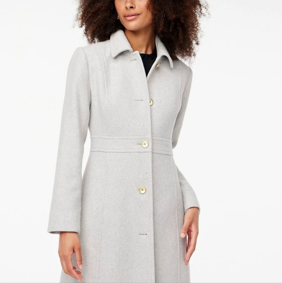 J. Crew Silver Gray Lady Day Coat Wool-blend Pea-coat Button Closure Jacket - Picture 6 of 12